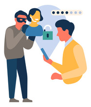 Scammer Stealing User Data. Online Fraud Concept