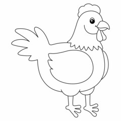 Wall Mural - Chicken Coloring Page Isolated for Kids