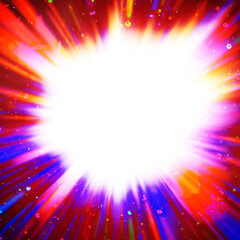 Wall Mural - colourful starburst explosion border with white copyspace centre. the elements of this image furnish