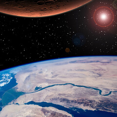 Wall Mural - mars and earth. the elements of this image furnished by nasa.