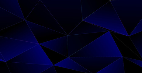 Wall Mural - Realistic dark blue background with low poly shape and shadow. Abstract blue banner