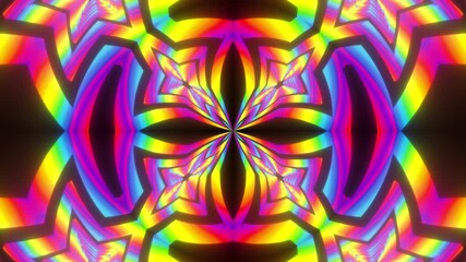 Wall Mural - Abstract neon kaleidoscope background, 3d rendering computer generated background