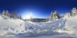 Sunny winter Landscape in the mountains 360 HDRI Panorama