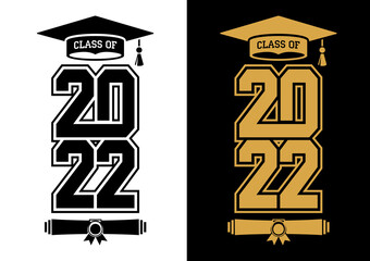 lettering class of 2022 for greeting, invitation card. text for graduation design, congratulation ev