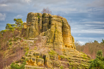 Wall Mural - The sandstone klusfelsen near halberstadt in the sunset