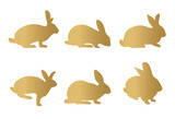 Fototapeta Dinusie - set of golden rabbits silhouette icon- vector illustration