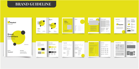 Wall Mural - Brand Guideline Template Yellow Brand Guideline Template Brand Style Guide Book Brochure Layout Brand Book Brand Manual