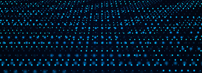 Fototapete - Abstract technology background. Computer matrix. Futuristic cyber blue background of points. 3d rendering.