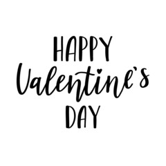 Wall Mural - A handwritten phrase Happy Valentine's Day. Hand lettering. Words on the theme of Valentine's Day. Black and white vector silhouette isolated on a white background.