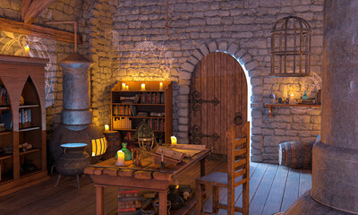 boiler on alchemy lab background scene two