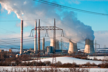 Wall Mural - coal fired power station and Combined cycle power plant  Pocerady, Czech republic.