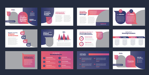 Wall Mural - Business Presentation Brochure Guide Design or Pitch Deck Slide Template or Sales Guide Slider