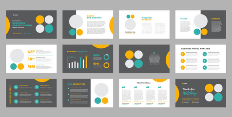 Wall Mural - Business Presentation Brochure Guide Design or Pitch Deck Slide Template or Sales Guide Slider