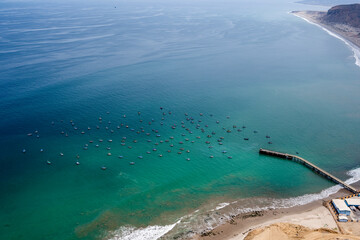 Poster - Cabo Blanco Pier and Fishing Boats. Peru