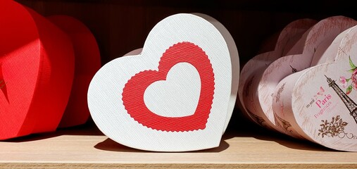 A beautiful heart for a gift. Festive gift wrapping. Gift box in the form of a heart.