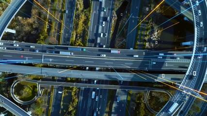 Fototapete - Transportation and communication network concept. Digital transformation. MaaS. ITS.