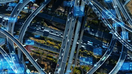 Fototapete - Transportation and technology concept. Digital transformation. MaaS. ITS.