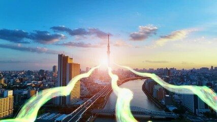Aufkleber - The path of light leading to the future. Technology for tomorrow.