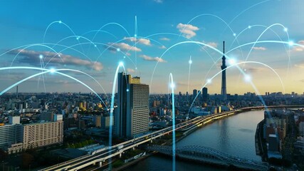 Poster - Modern city and communication network concept. Smart city.