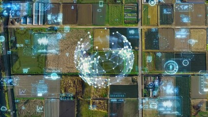 Aufkleber - Agricultural land and technology concept. Advanced agriculture. Agritech.