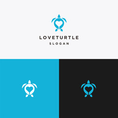 Sticker - Love Turtle logo icon flat design template