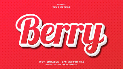 Wall Mural - Red Berry Bold 3D Editable Text Effect