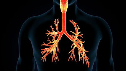 Sticker - 3D illustration of larynx trachea bronchi part of respiratory system.
