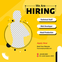 Wall Mural - Poster for we are hiring. employees needed. Social media template job vacancy recruitment