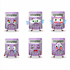 Poster - Purple calculator cartoon character with sad expression