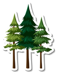 Wall Mural - Three pine trees in cartoon style