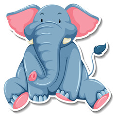 Wall Mural - Elephant wild animal cartoon sticker