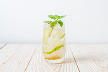Iced Honey And Lime Soda With Mint