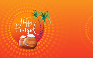 Wall Mural - Happy Pongal Festival Greeting Background Template Design Vector Illustration