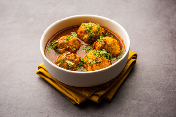 Veg Kofta Curry served in a bowl