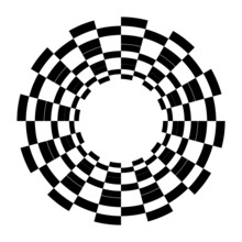 Optical Checkered Circle Classic Circular Op Art Design In Black And White