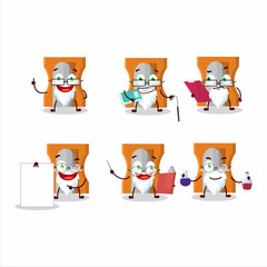 Poster - Professor orange pencil sharpener academic cartoon character working on laboratory