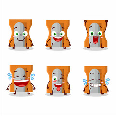 Poster - Cartoon character of orange pencil sharpener with smile expression