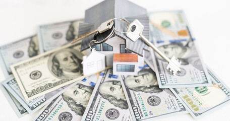 house layout and dollar bills on the background