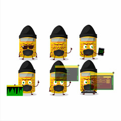 Canvas Print - A Hacker yellow calculator character mascot with