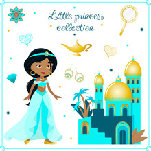 Princess And Accessories, Illustration For Girls, Stickers