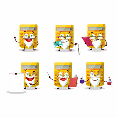 Canvas Print - Professor yellow calculator academic cartoon character working on laboratory