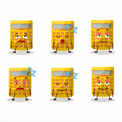 Sticker - Cartoon character of yellow calculator with sleepy expression