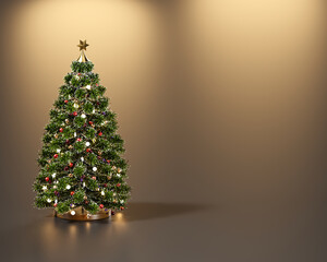 Wall Mural - Christmas tree with copy space background 3d rendering