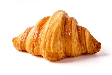 1 croissants isolated on a white background. breakfast, snacks or bakery.