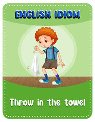 Wall Mural - English idiom with picture description for throw in the towel