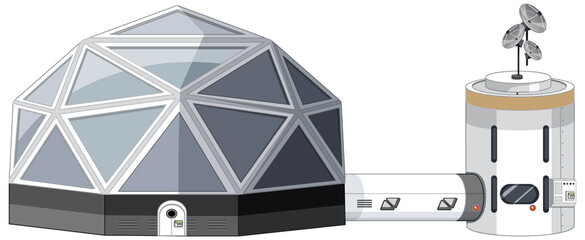 Wall Mural - Space dome station on white background