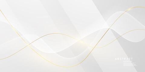 Wall Mural - Elegant golden curves and a modern design with a white and gray abstract backdrop.