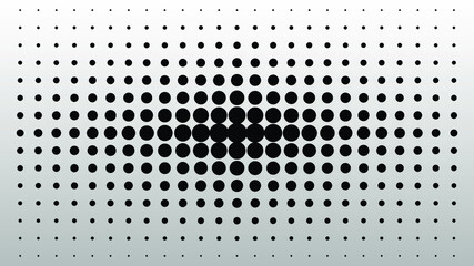 Wall Mural - Black dots pattern halftones on grey gradient background.