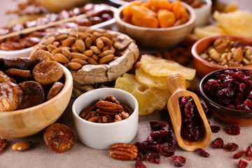 Wall Mural - assorted of dried fruits ( raisin, date, cashew, almon,cranberry)