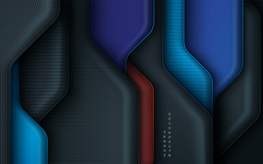 Wall Mural - modern dimension background blue and red color diagonal layers